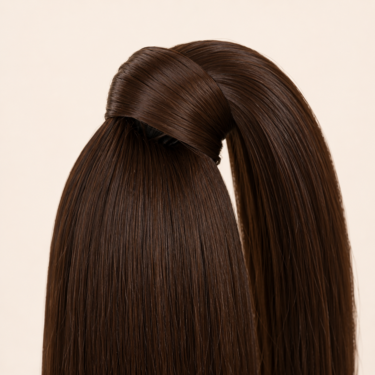 Long Straight Claw Clip Ponytail Extension – Dark Brown Synthetic Hairpiece