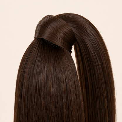 Long Straight Claw Clip Ponytail Extension – Dark Brown Synthetic Hairpiece