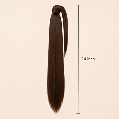 Long Straight Claw Clip Ponytail Extension – Dark Brown Synthetic Hairpiece