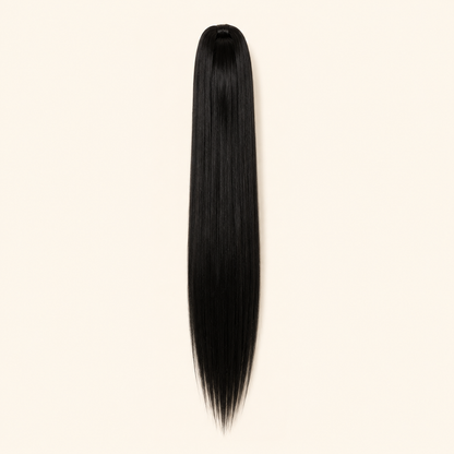 24 Inch Straight Claw Clip Ponytail Extension – Black Heat-Resistant Synthetic Hairpiece