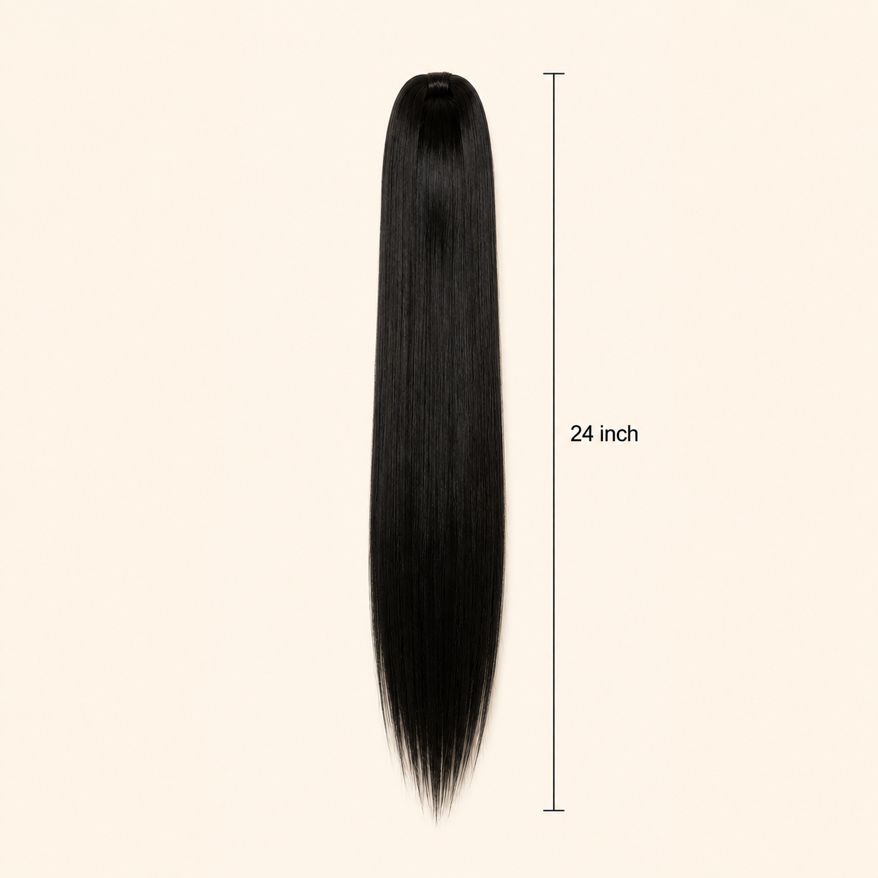24 Inch Straight Claw Clip Ponytail Extension – Black Heat-Resistant Synthetic Hairpiece