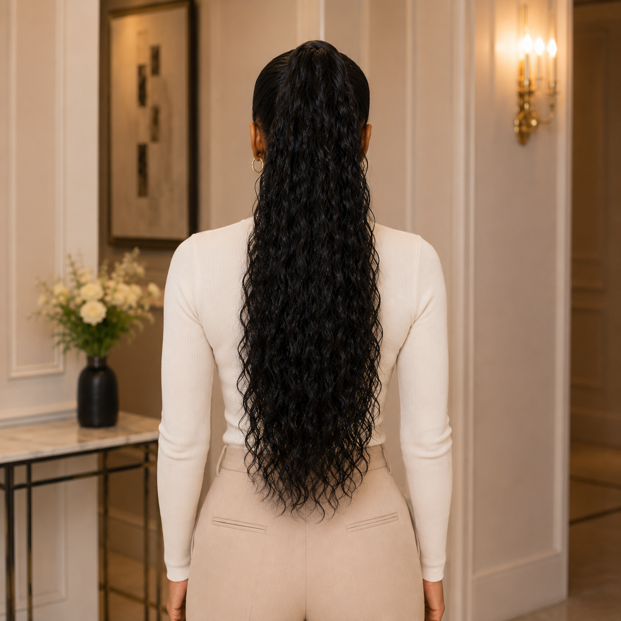 Long Curly Drawstring Ponytail Extension – Synthetic Hairpiece