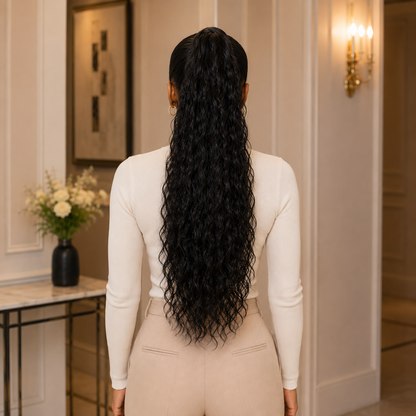 Long Curly Drawstring Ponytail Extension – Synthetic Hairpiece