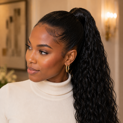 Long Curly Drawstring Ponytail Extension – Synthetic Hairpiece