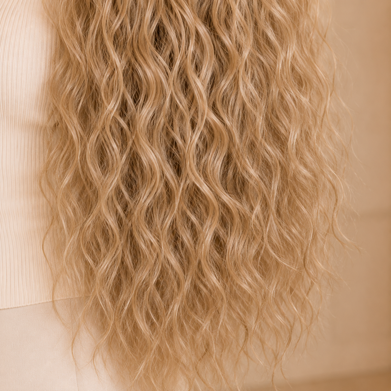 Long Blonde Drawstring Afro Wavy Ponytail Hair Extension – Synthetic