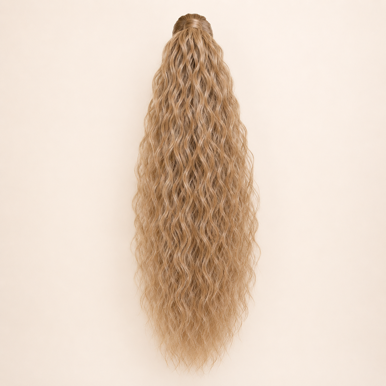 Long Blonde Drawstring Afro Wavy Ponytail Hair Extension – Synthetic