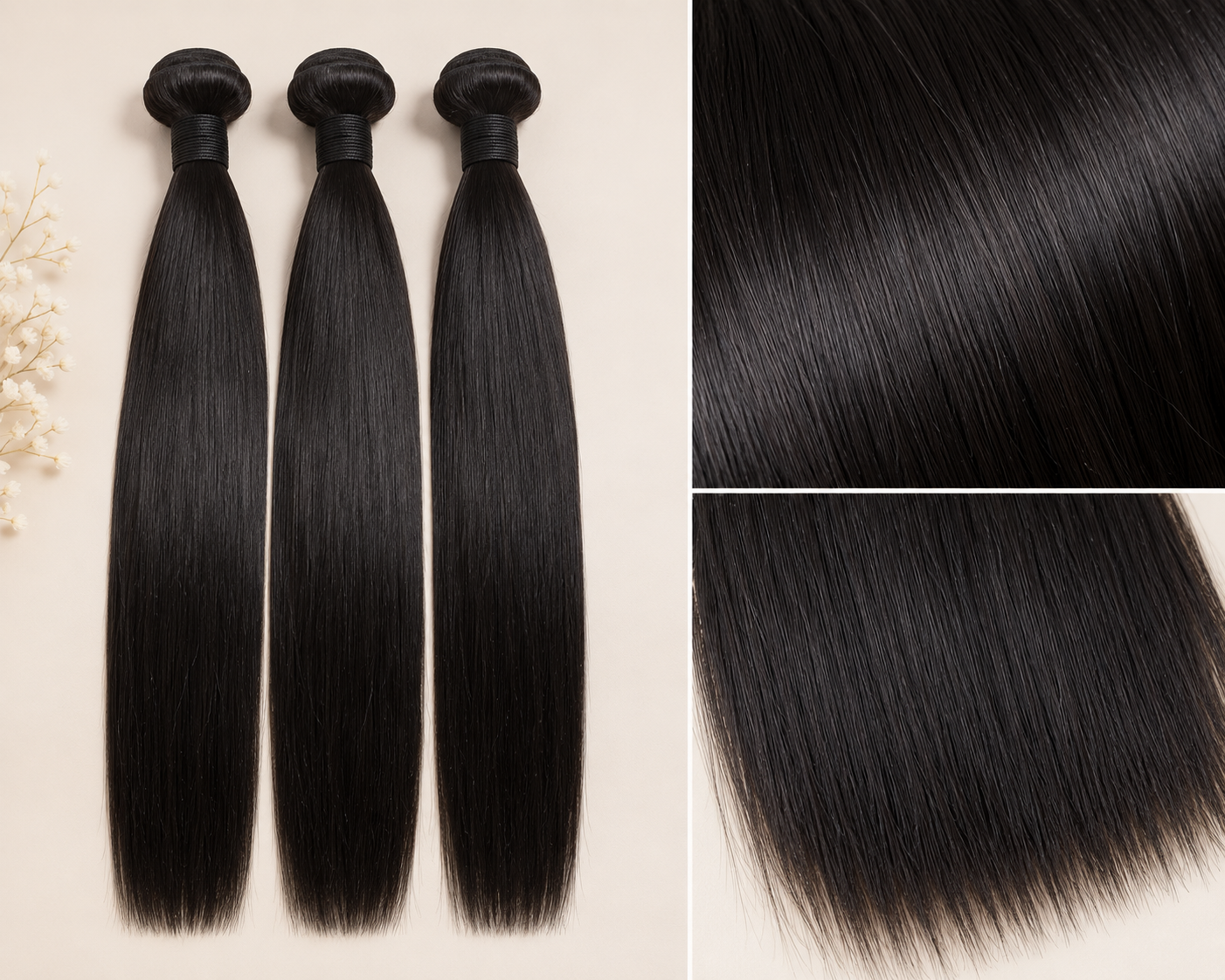 Super Double Drawn Straight Human Hair Bundle – 100% Virgin Human Hair