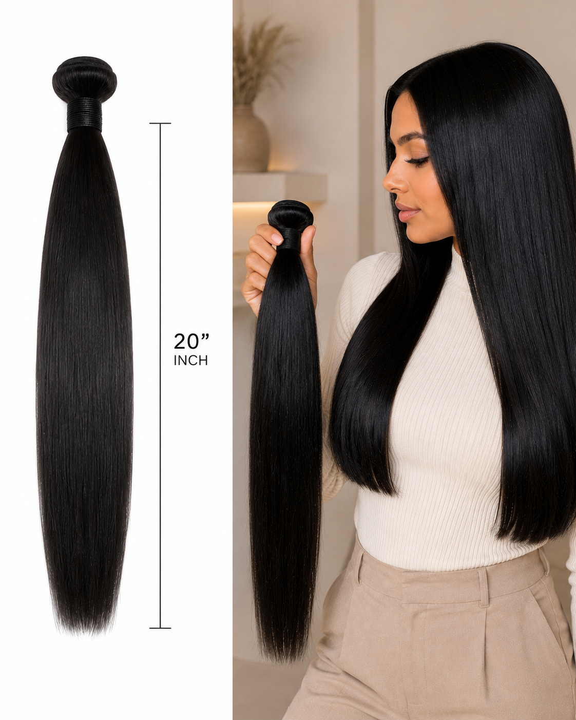 Super Double Drawn Straight Human Hair Bundle – 100% Virgin Human Hair