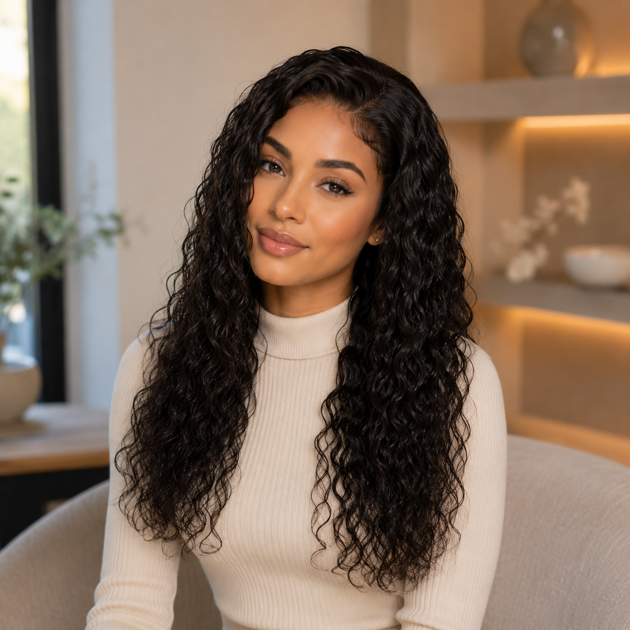 4x4 HD Lace Water Wave Glueless Wig – 100% Human Hair Closure Wig