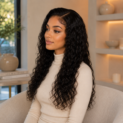 4x4 HD Lace Water Wave Glueless Wig – 100% Human Hair Closure Wig