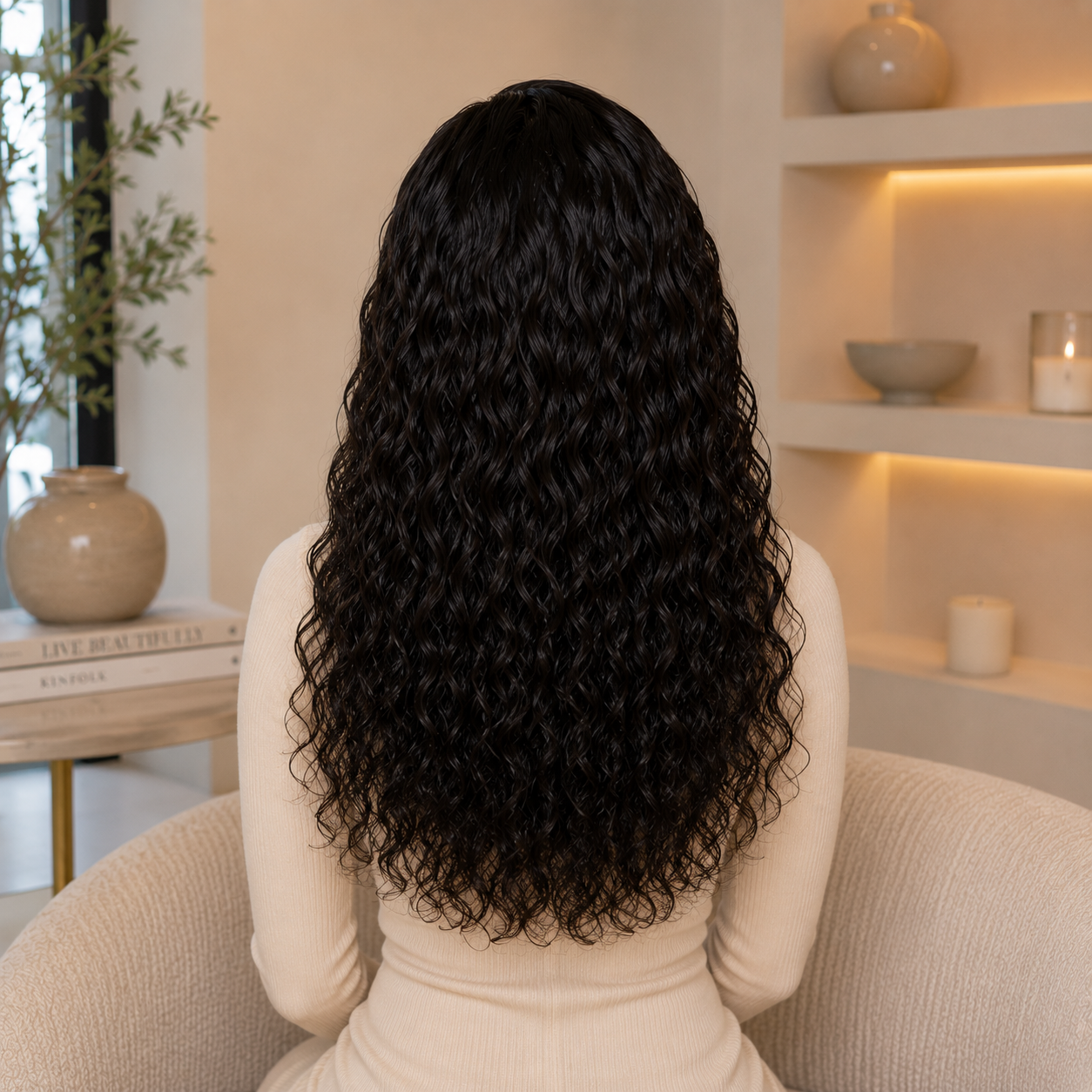 4x4 HD Lace Water Wave Glueless Wig – 100% Human Hair Closure Wig