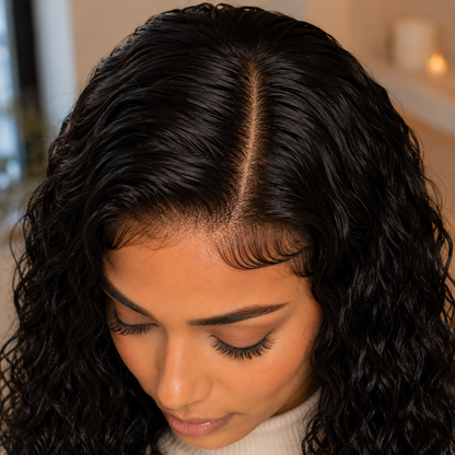 4x4 HD Lace Water Wave Glueless Wig – 100% Human Hair Closure Wig