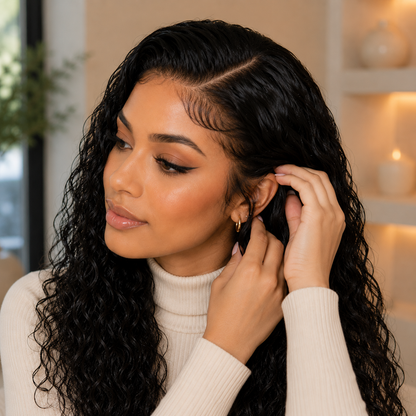 4x4 HD Lace Water Wave Glueless Wig – 100% Human Hair Closure Wig