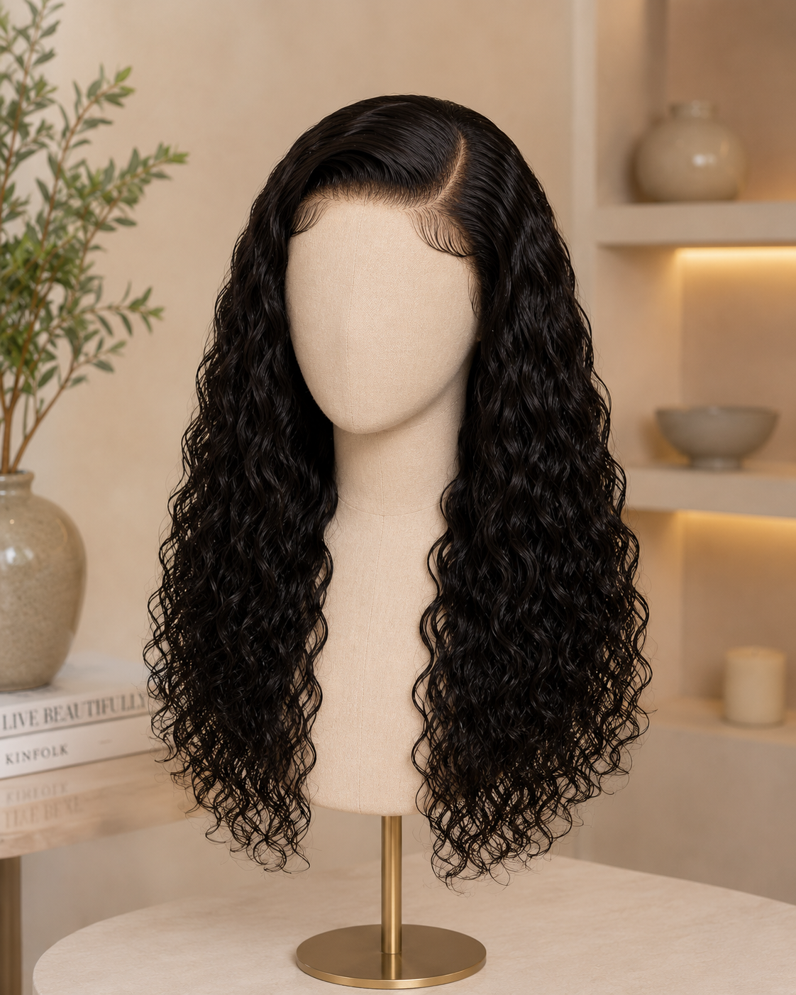 4x4 HD Lace Water Wave Glueless Wig – 100% Human Hair Closure Wig