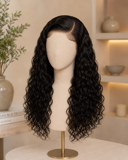 4x4 HD Lace Water Wave Glueless Wig – 100% Human Hair Closure Wig