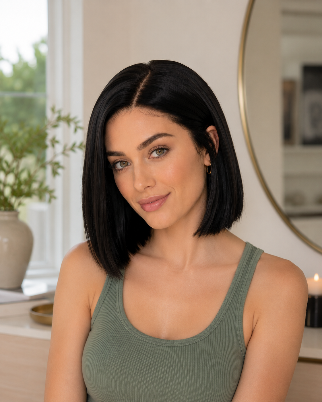 Straight V Part Bob Wig 100% Human Hair – 180% Density