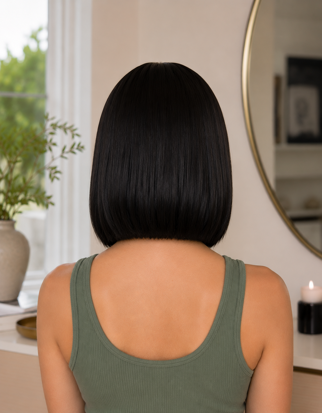 Straight V Part Bob Wig 100% Human Hair – 180% Density