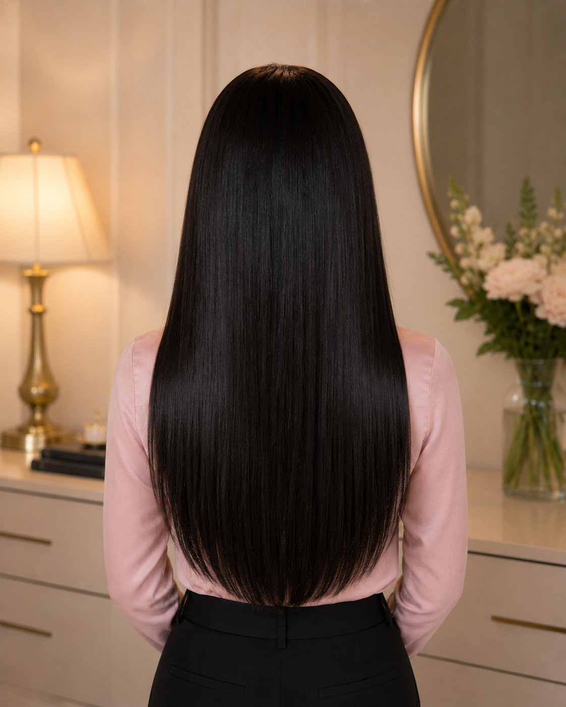 Straight V Part Wig 100% Human Hair – 180% Density