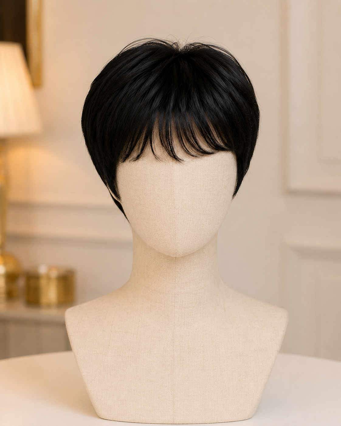 Straight Pixie Cut Human Hair Wig with Bangs – Natural Black