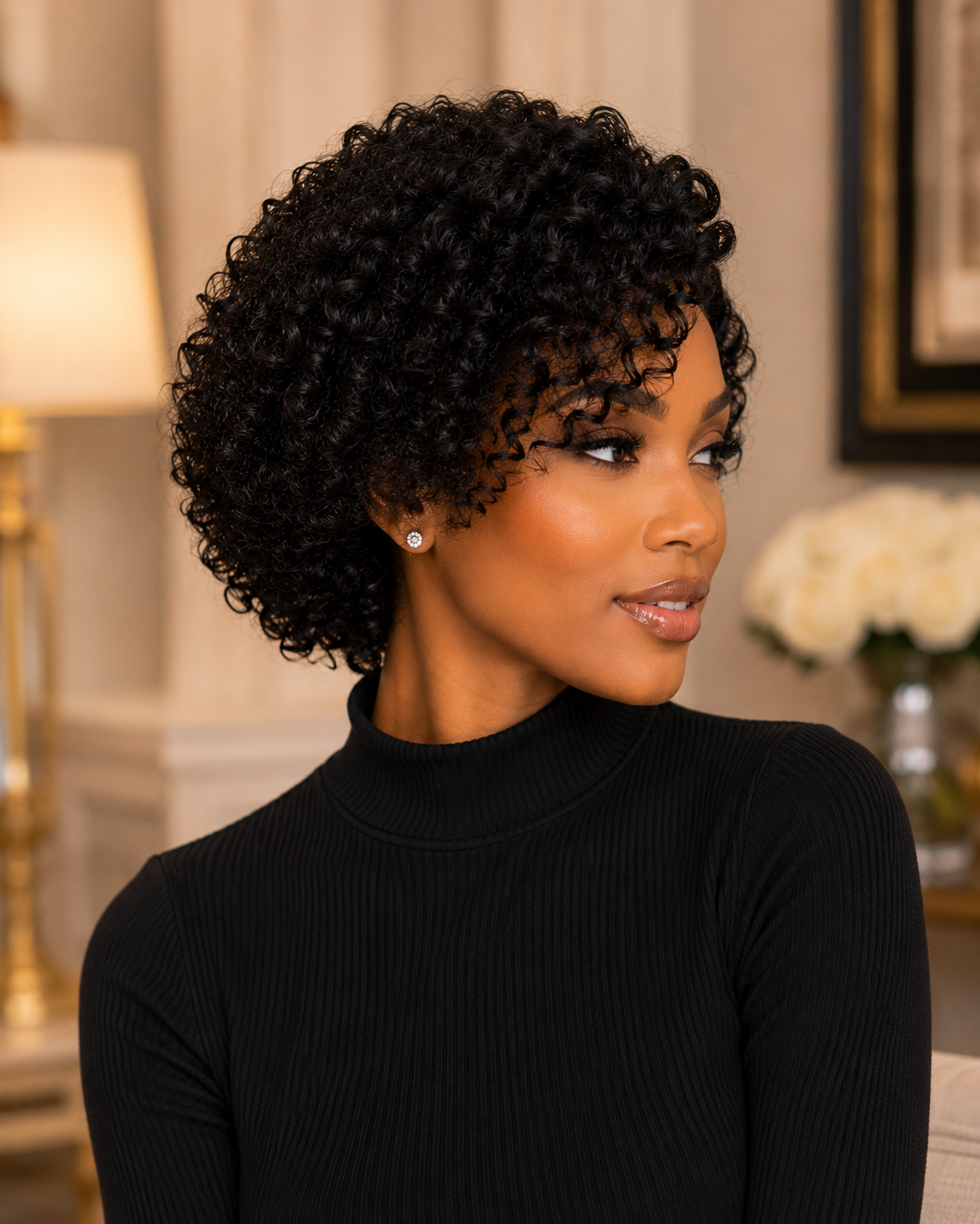 Curly 4×4 Lace Closure Glueless Human Hair Wig