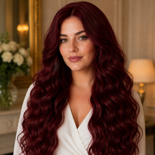 Wine Red Big Wave Curly Synthetic Full Wig – Long Wavy No Lace Wig