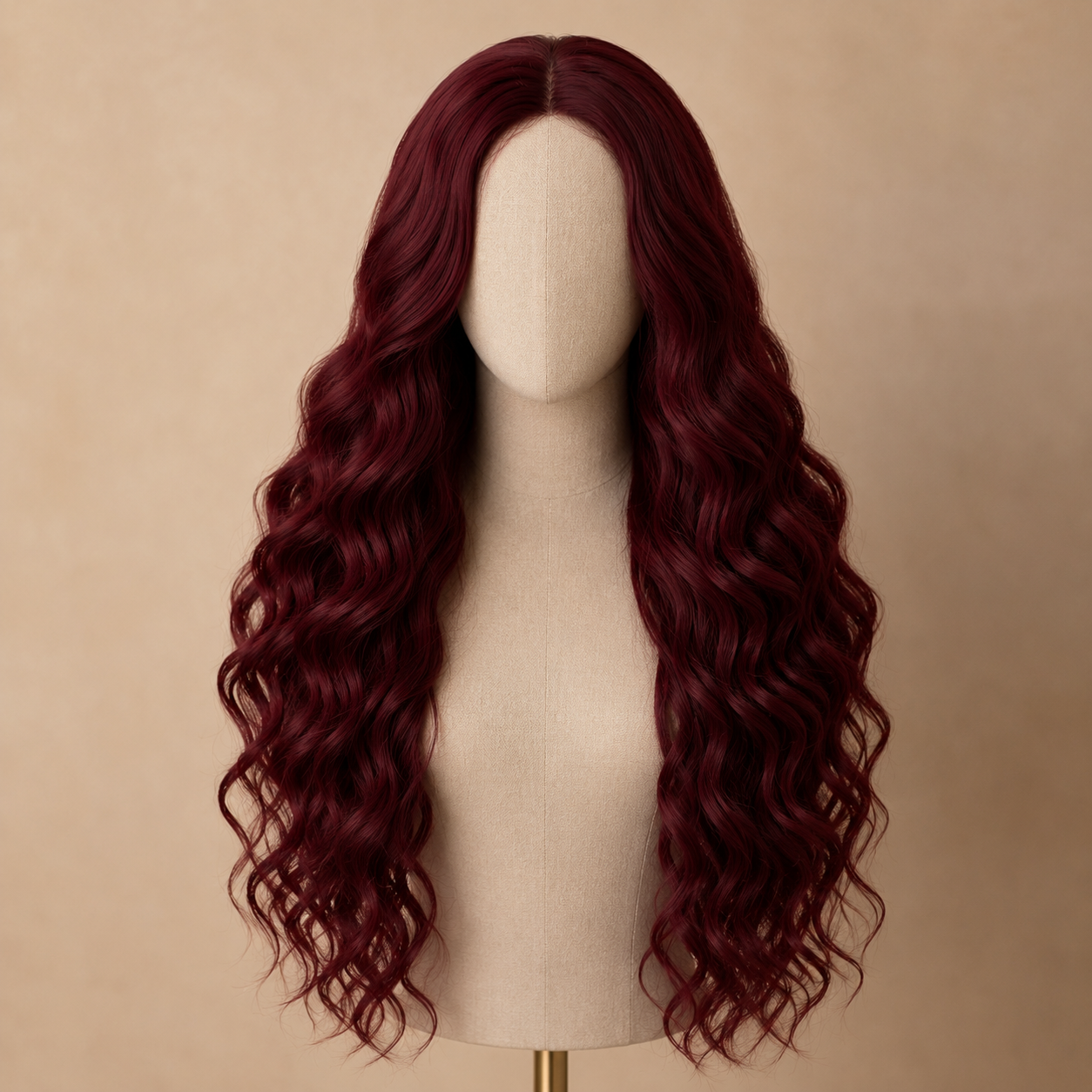 Wine Red Big Wave Curly Synthetic Full Wig – Long Wavy No Lace Wig