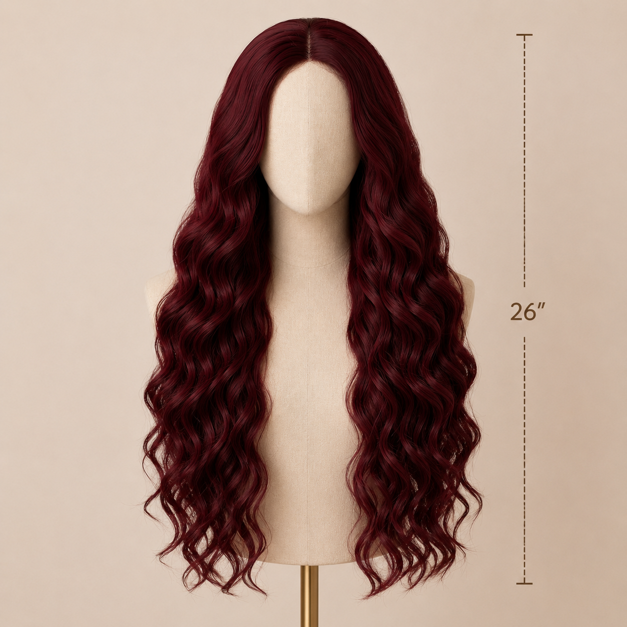Wine Red Big Wave Curly Synthetic Full Wig – Long Wavy No Lace Wig