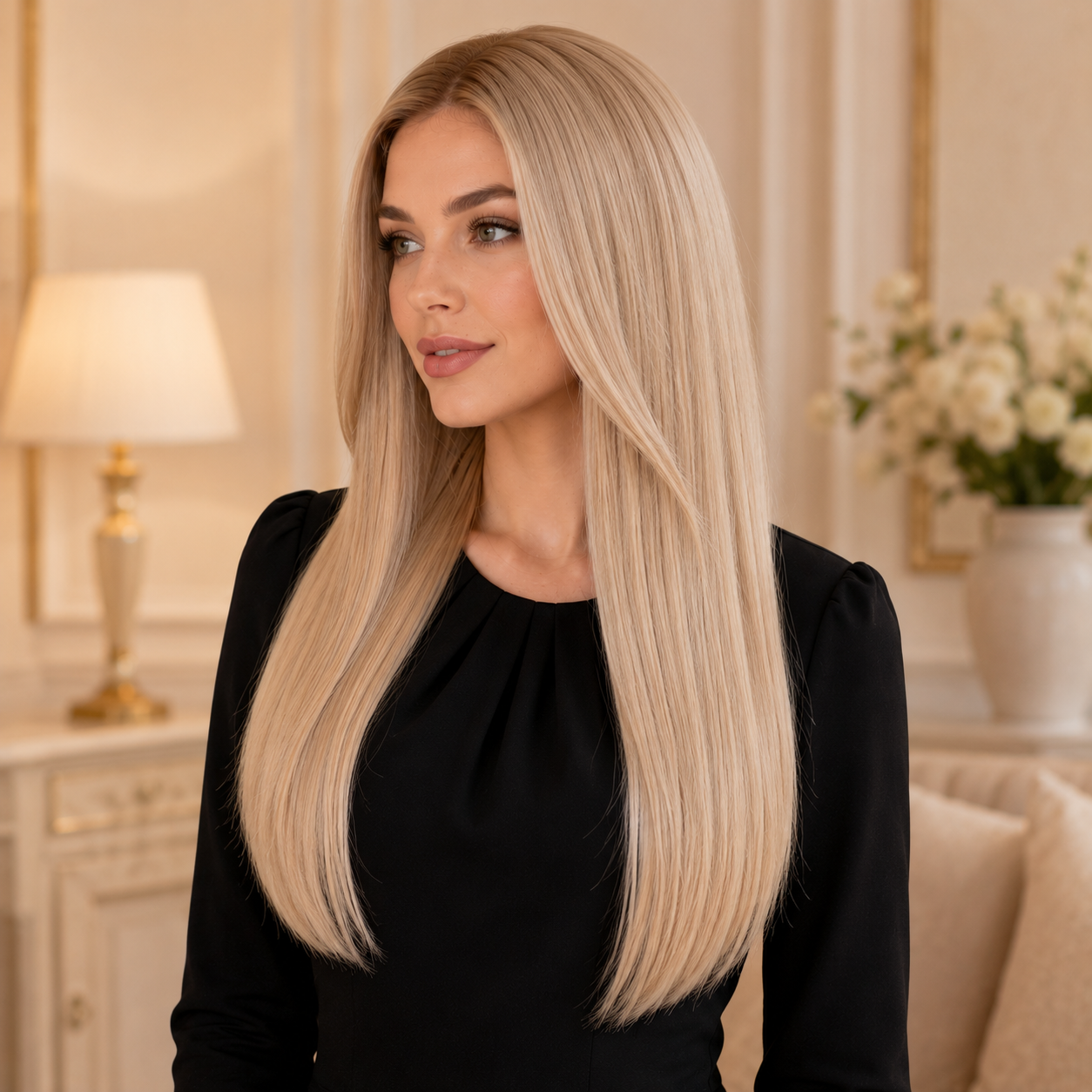 13x6 HD Lace Front Blonde Straight Synthetic Wig – 22 Inch Long Lace Wig