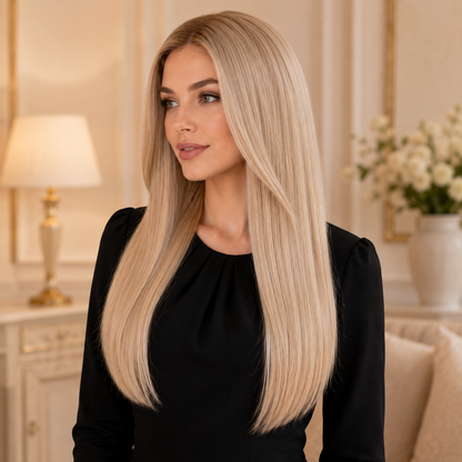 13x6 HD Lace Front Blonde Straight Synthetic Wig – 22 Inch Long Lace Wig