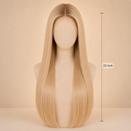 13x6 HD Lace Front Blonde Straight Synthetic Wig – 22 Inch Long Lace Wig