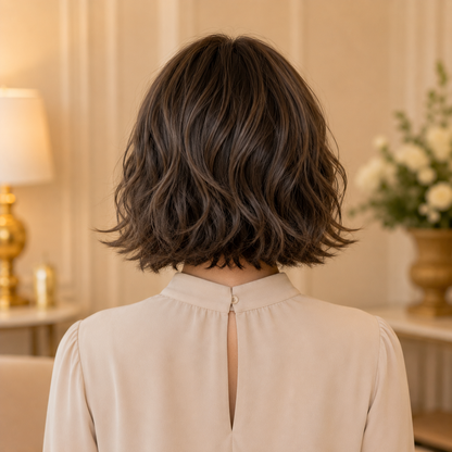 Short Bob Synthetic Wig with Bangs – Heat-Resistant Fiber