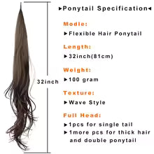 Long Layered Wrap Ponytail Extension for Women – Brown Blonde Synthetic Hairpiece