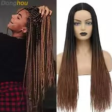 Long Braided Lace Wig – Synthetic Braided Hair with Fake Scalp