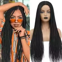 Long Braided Lace Wig – Synthetic Braided Hair with Fake Scalp