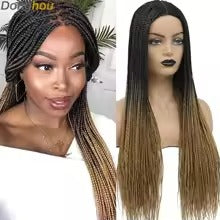 Long Braided Lace Wig – Synthetic Braided Hair with Fake Scalp