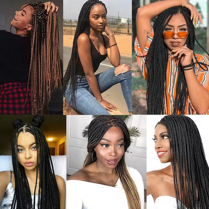 Long Braided Lace Wig – Synthetic Braided Hair with Fake Scalp