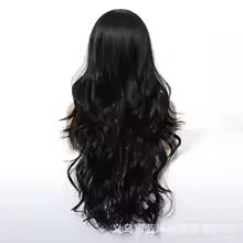 Long Wavy No‑Lace Synthetic Wig – Middle Part Big Wave (Black)