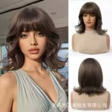 Short Straight Bob Synthetic Wig – No‑Lace Full Head Cover