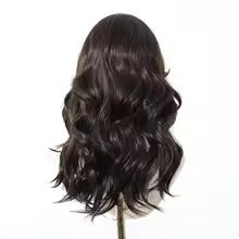 Long Black Wavy Synthetic Wig – No‑Lace Full Head Cover