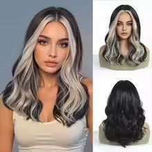 Long Black Wavy Synthetic Wig – No‑Lace Full Head Cover