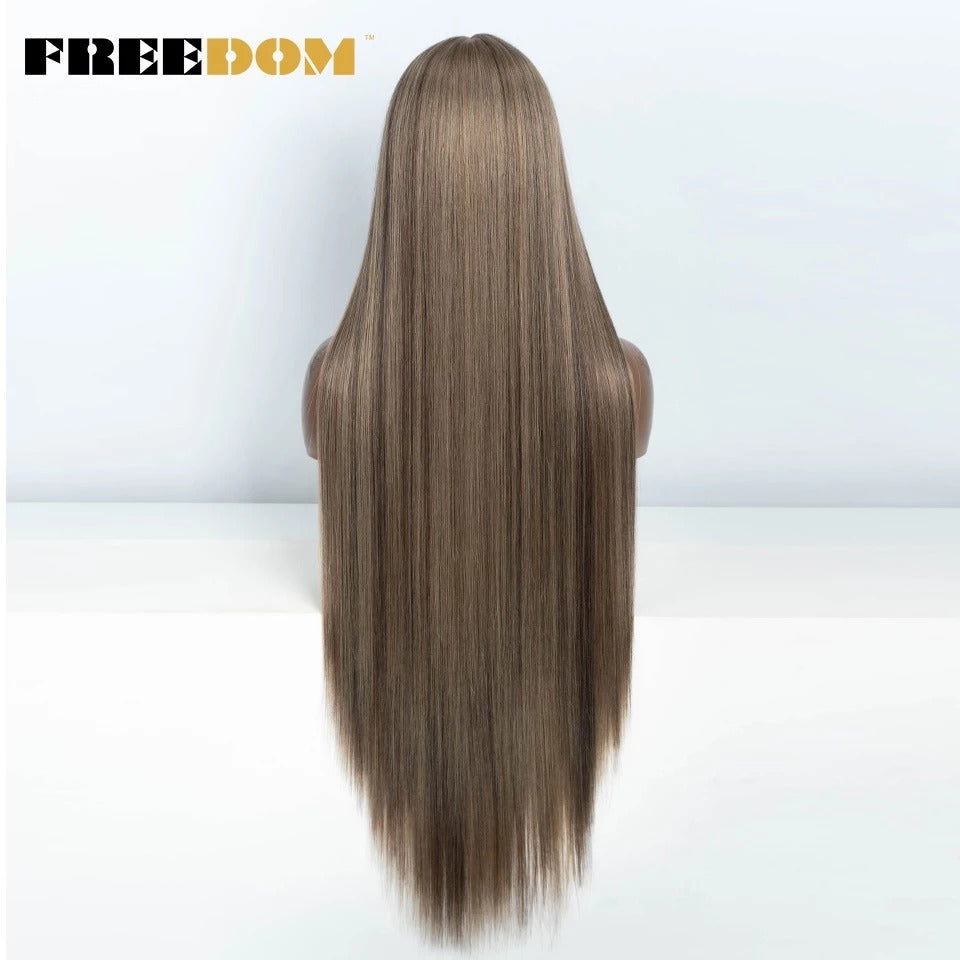 28‑Inch Straight Synthetic Lace Front Wig – Black