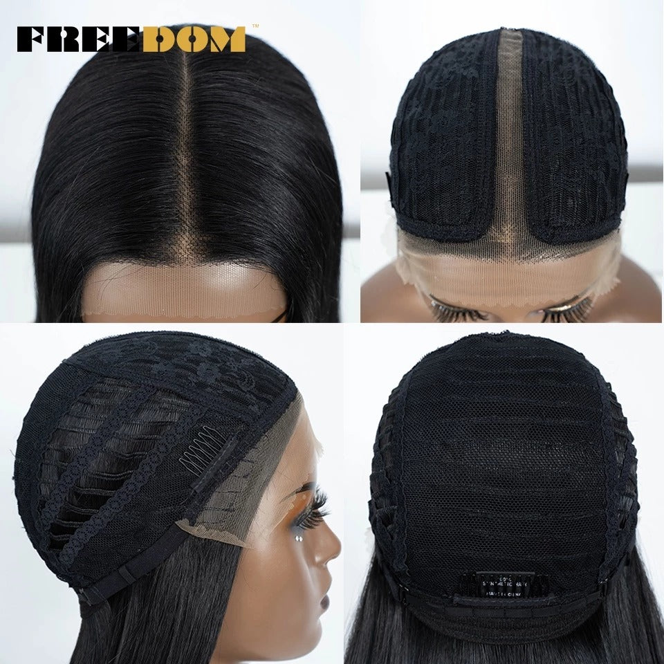 28‑Inch Straight Synthetic Lace Front Wig – Black