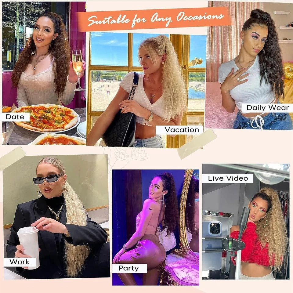 Long Curly Drawstring Ponytail Hair Extension – Synthetic