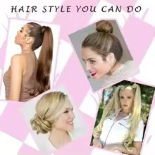 Long Layered Ponytail Hair Extension – Blonde Synthetic Wrap‑Around