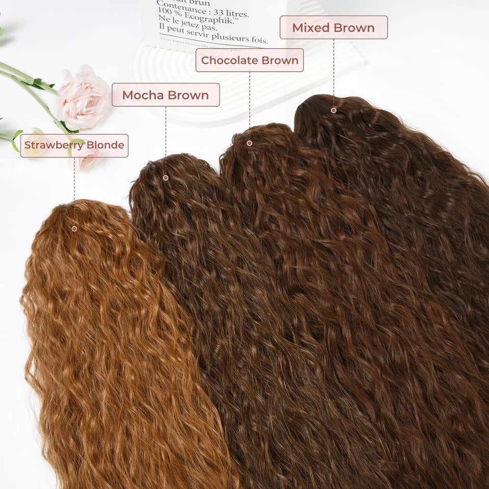 Long Black Afro Thick Wavy Drawstring Ponytail – Natural Human-Like Synthetic Hair Extension for Women