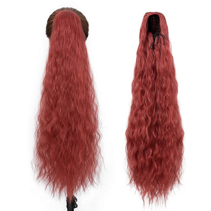 Long Black Afro Thick Wavy Drawstring Ponytail – Natural Human-Like Synthetic Hair Extension for Women