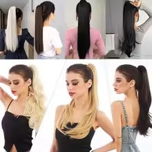 Black Straight Ponytail Hair Extension with Hair Catch – Synthetic