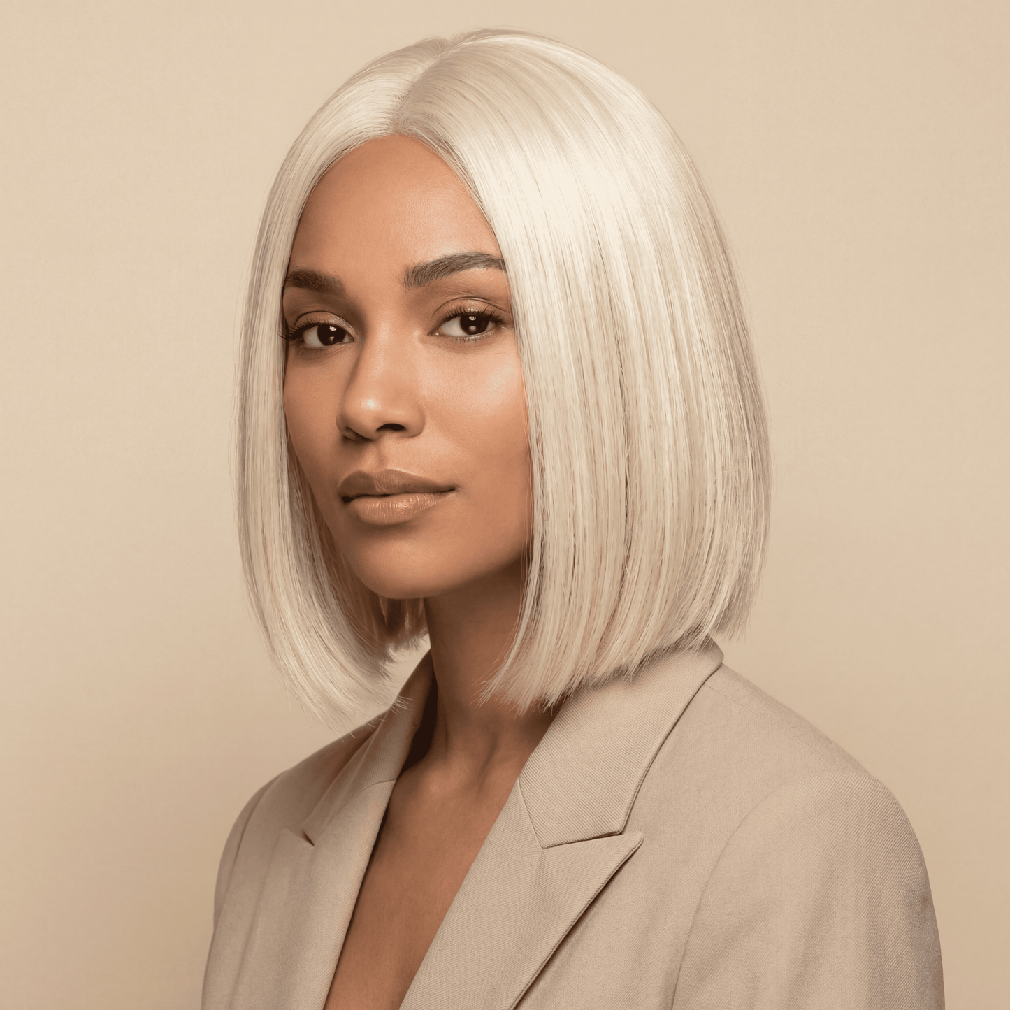 Short Straight Bob Synthetic Wig – No‑Lace Full Head Cover