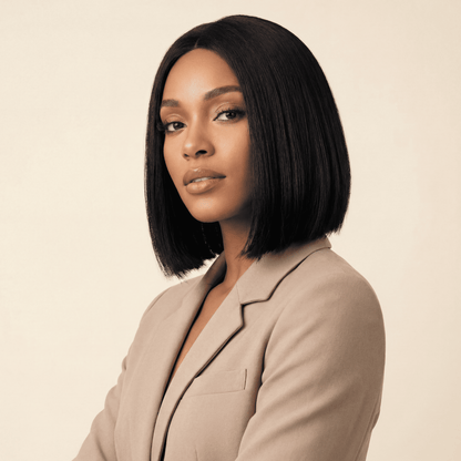 Short Straight Bob Synthetic Wig – No‑Lace Full Head Cover