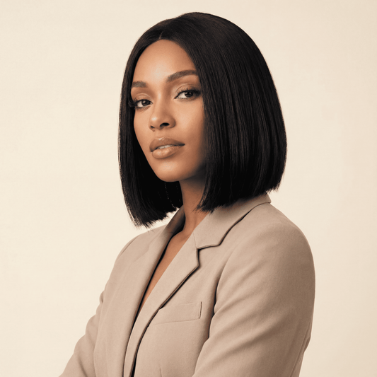 Short Straight Bob Synthetic Wig – No‑Lace Full Head Cover